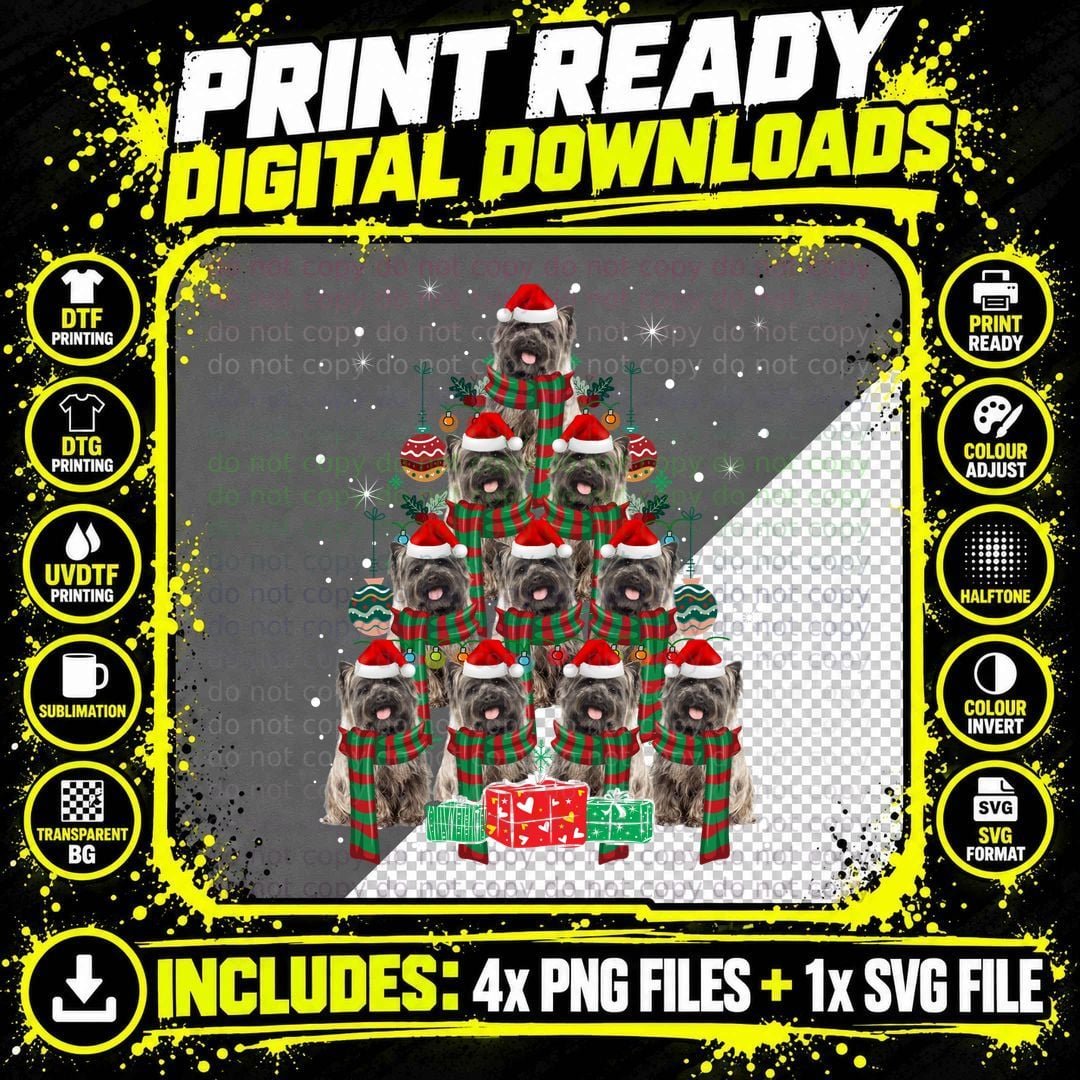 Cairn Terrier Christmas Tree T-Shirt Png SVG Digital Bundle