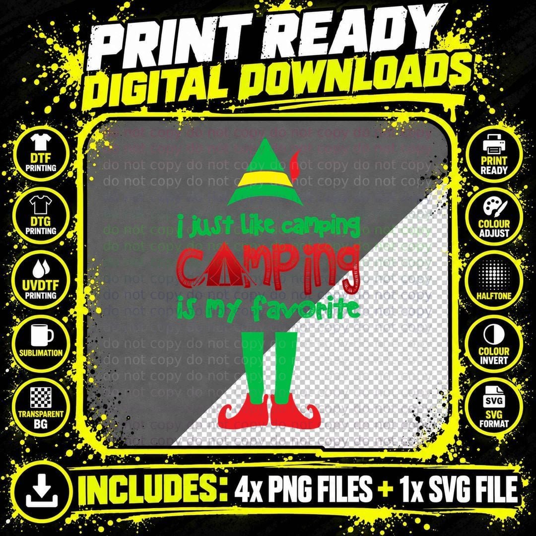 Camping Elf T-Shirt, Funny Camping Quote Png SVG Digital Bundle