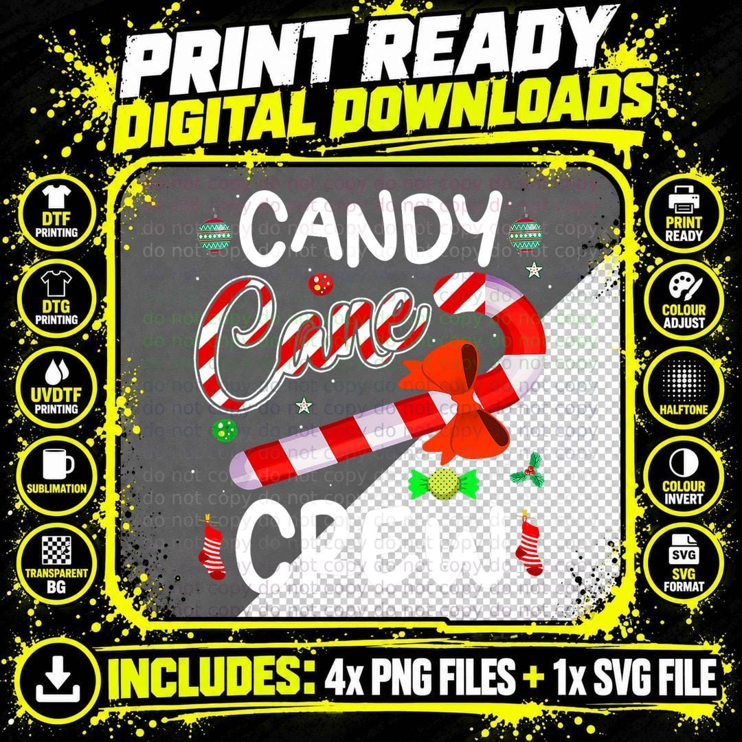 Candy Cane Crew Funny Christmas Candy Lover X-Mas T-Shirt Png SVG Digital Bundle