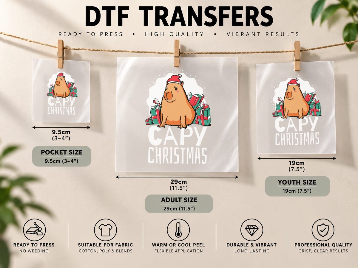 Capy Christmas Capybara DTF Transfer Iron On