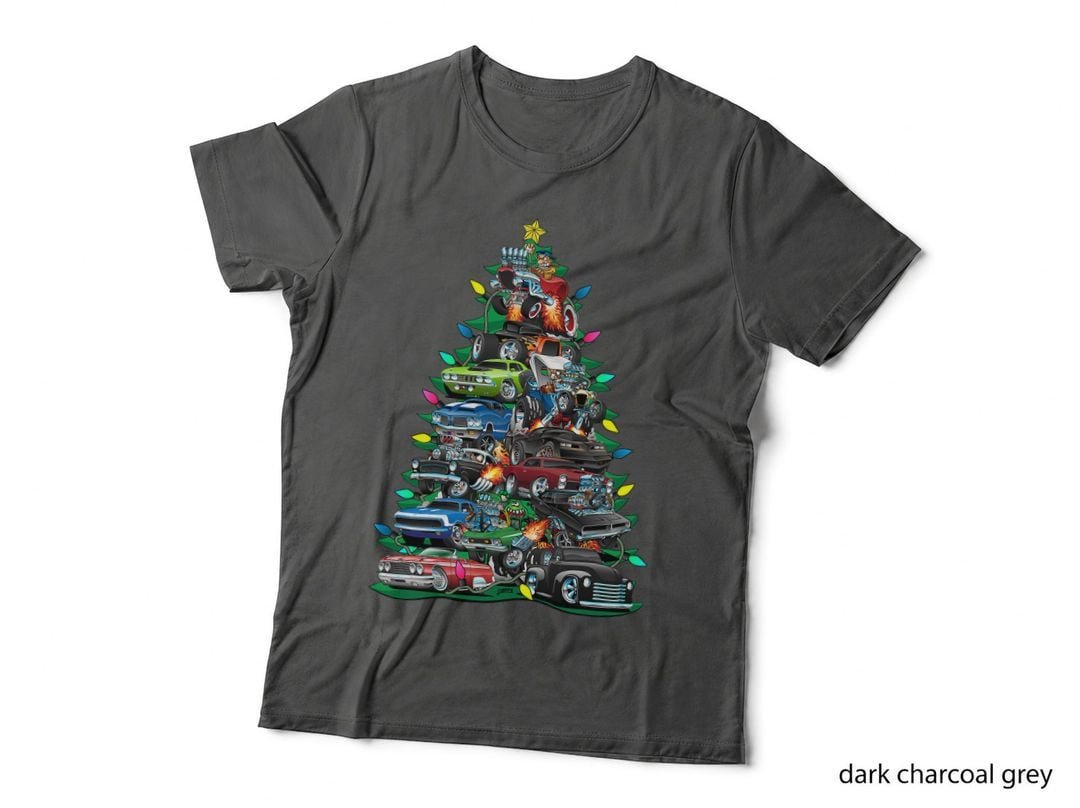 Car Madness Christmas Tree! Classic Muscle Cars and Hot Rods T-Shirt