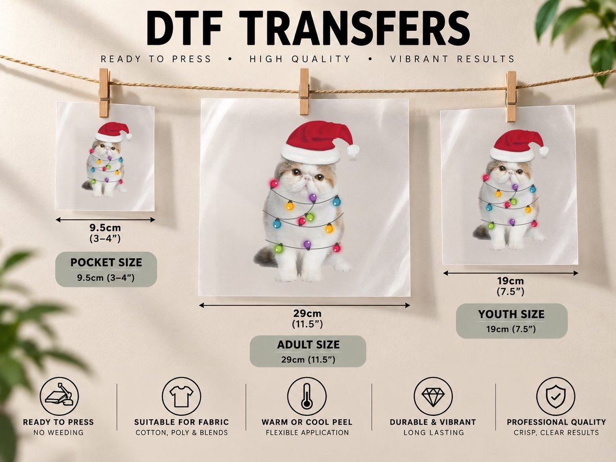 Cat Noel, Festive Christmas Theme, Pet Lover DTF Transfer Iron On