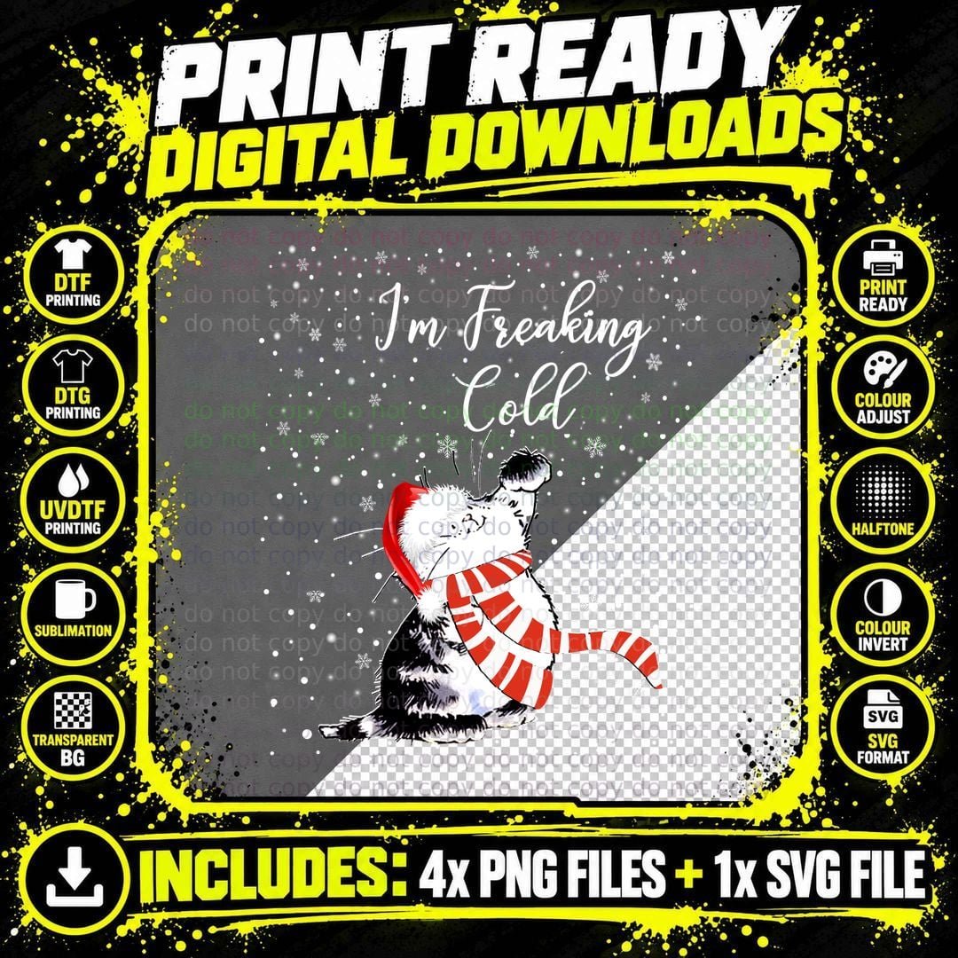 Cat in Santa Hat T-Shirt, Festive Christmas Style Png SVG Digital Bundle