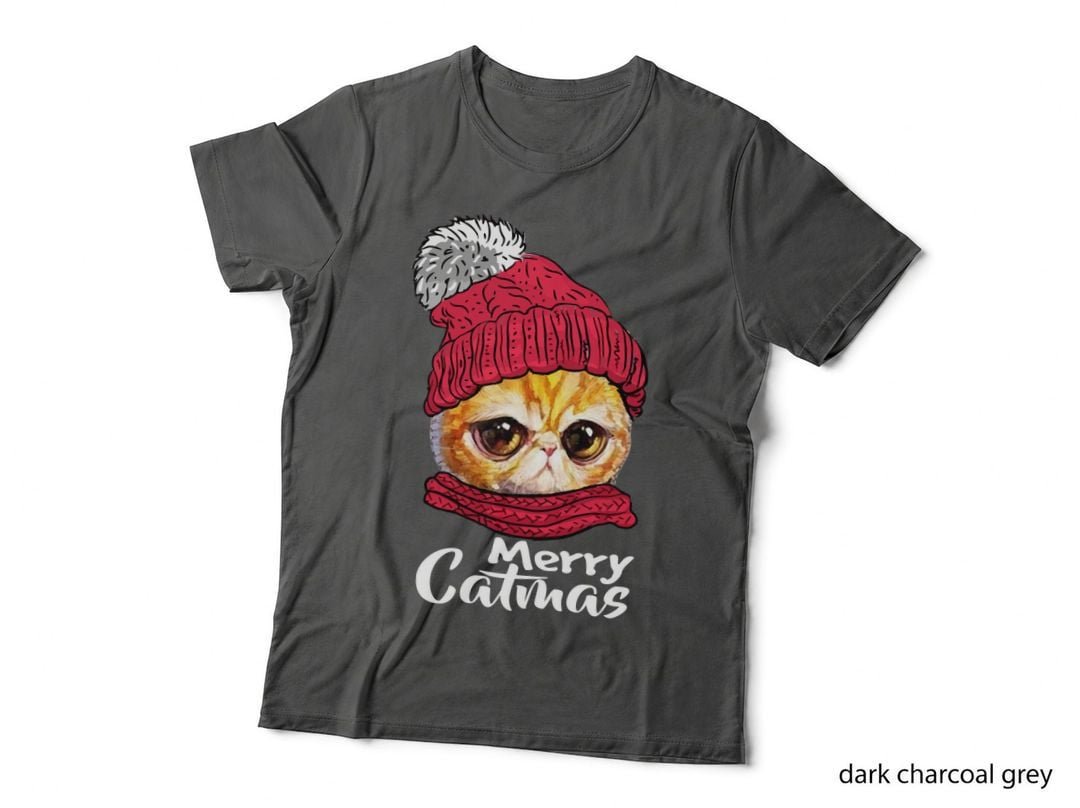 Cat in Winter Hat T-Shirt, Festive Pet Apparel, Pet Lover Gifts