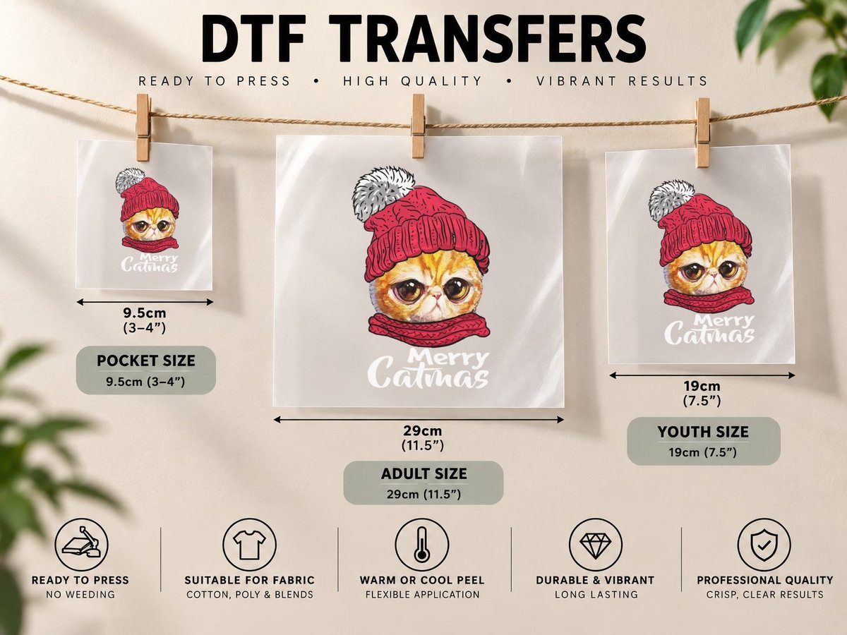 Cat in Winter Hat, Festive Pet, Pet Lover Gifts DTF Transfer Iron On
