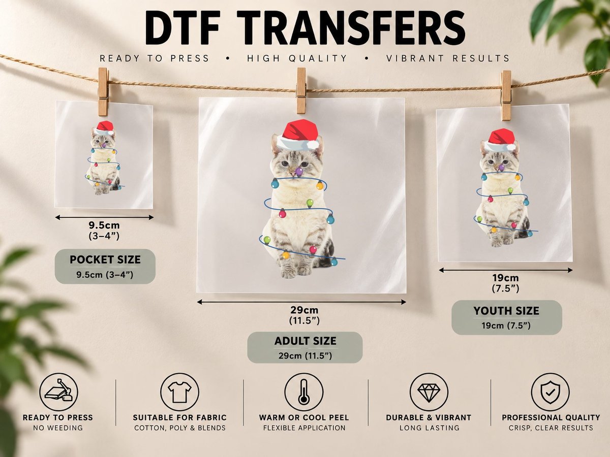 Cat with Christmas Lights, Festive Holiday Print, Pet Lover DTF Transfer Iron On