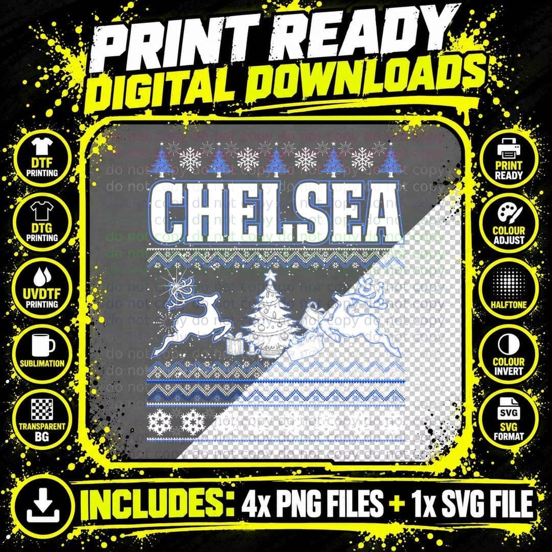 Chelsea Ugly Christmas Chelsea Sweater, Holiday Gift Png SVG Digital Bundle
