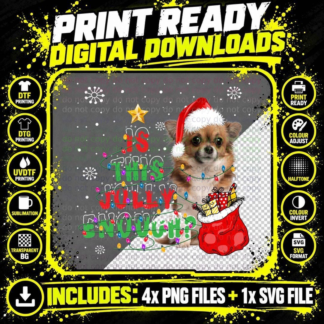 Chihuahua Christmas T-Shirt, Festive Holiday Design Png SVG Digital Bundle