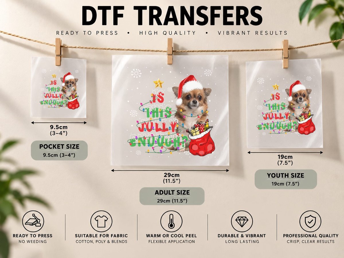 Chihuahua Christmas, Festive Holiday Design, Pet Lover DTF Transfer Iron On