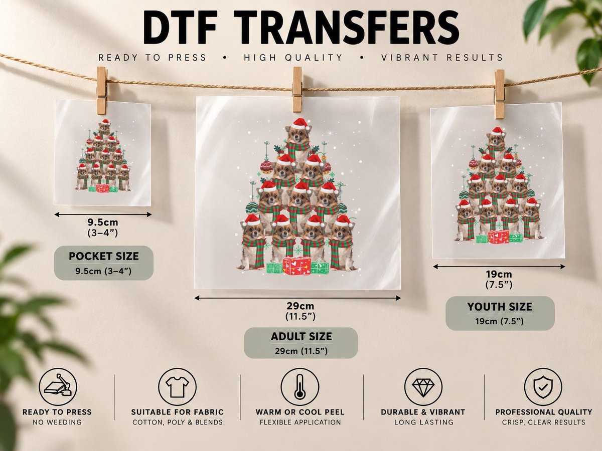 Chihuahua Christmas Tree, Festive Pet Print DTF Transfer Iron On