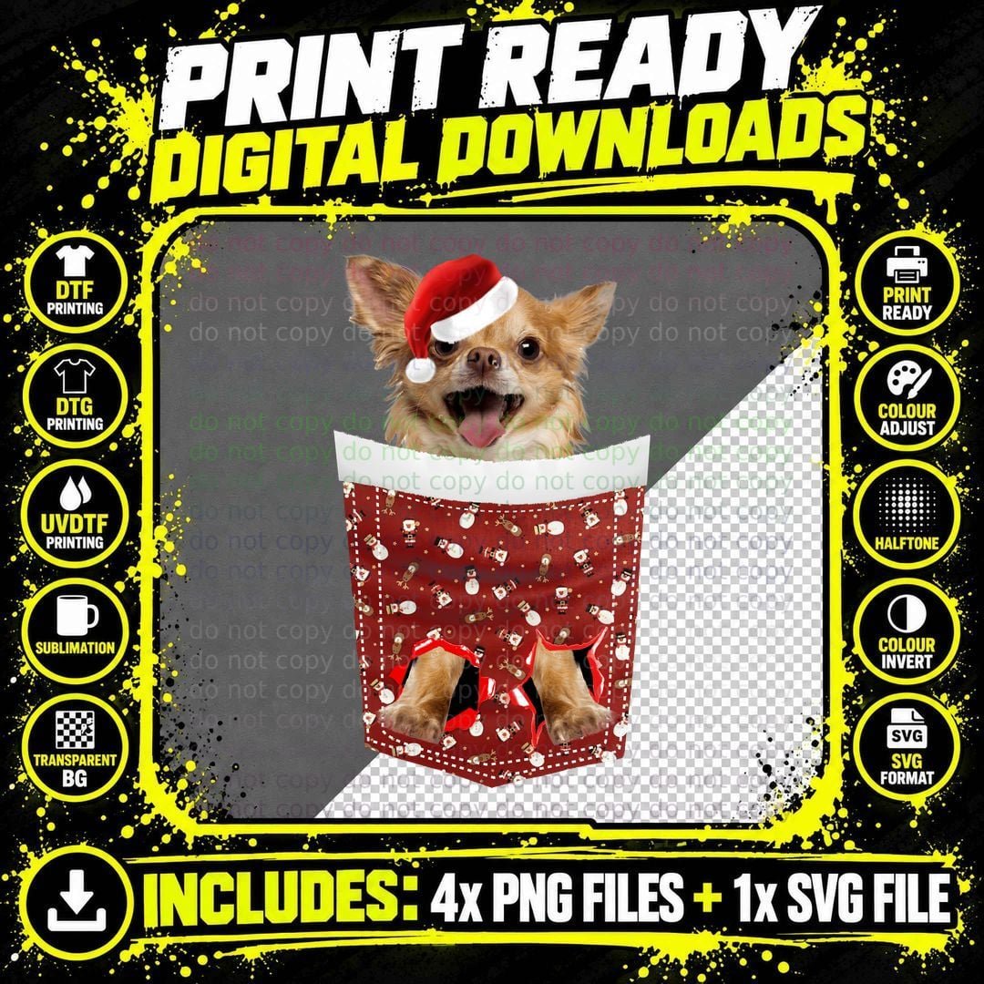 Chihuahua in Christmas Stocking T-Shirt Png SVG Digital Bundle