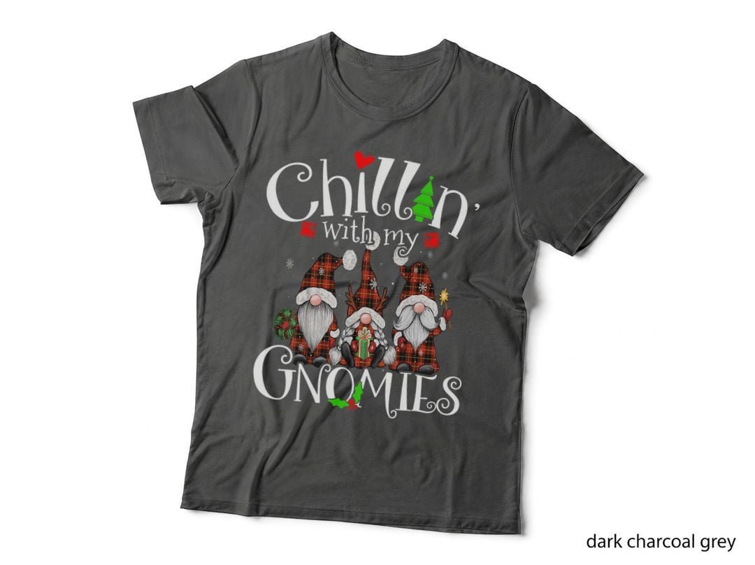 Chillin with My Gnomies, Christmas Red Gnomes Plaid Buffalo T-Shirt