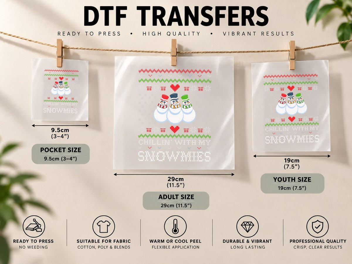 Chillin' with My Snowmies Ugly Christmas Snowman DTF Transfer Iron On