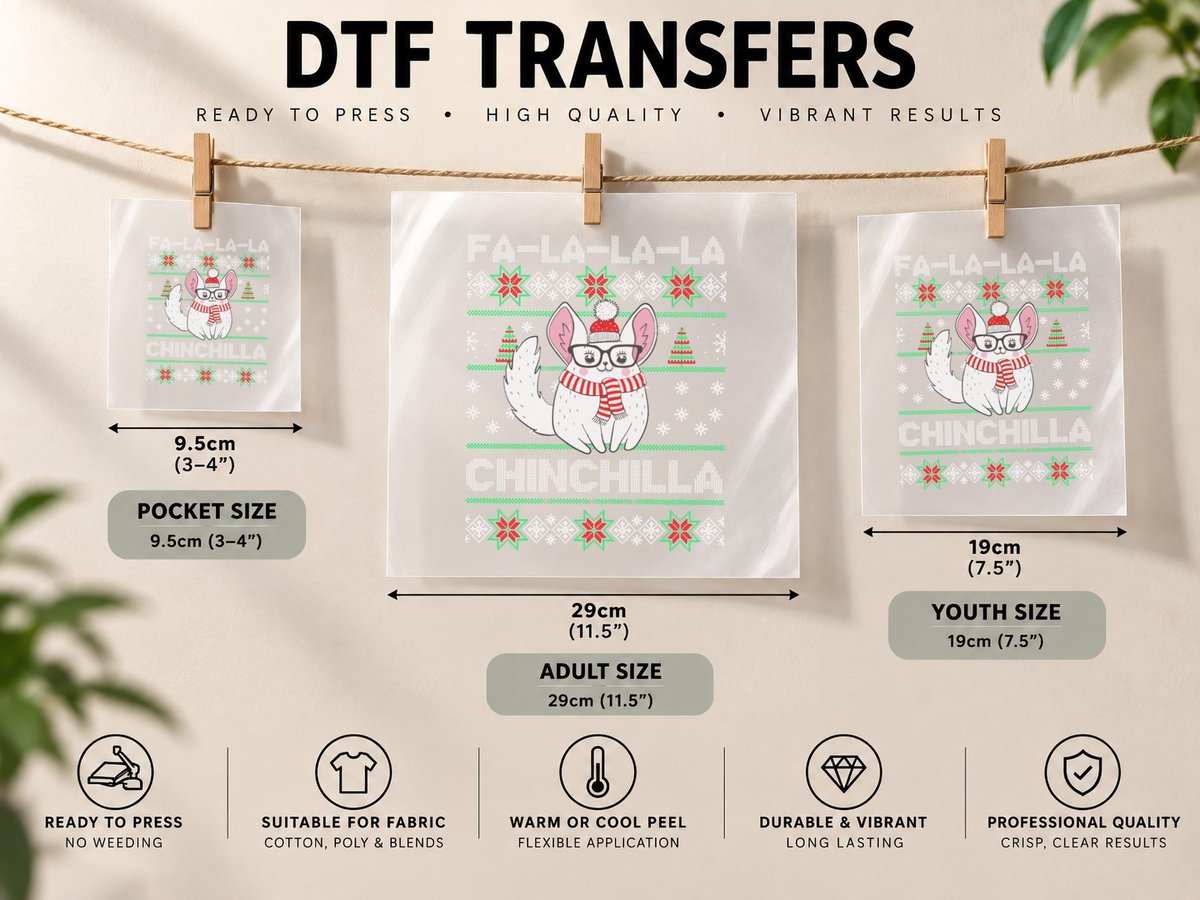 Chinchilla Ugly Christmas Pullover, Holiday Gift DTF Transfer Iron On