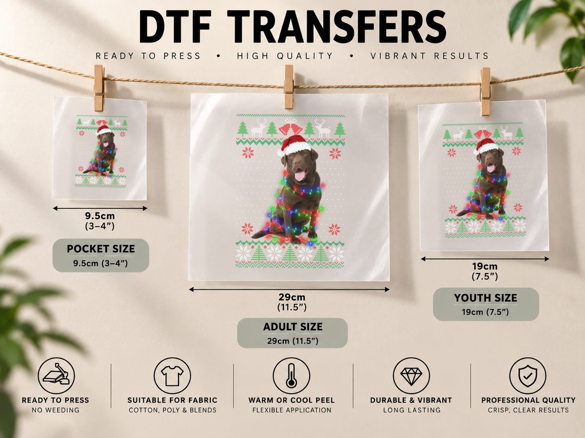 Chocolate Lab Dog Ugly Christmas Puppy Dog Lover DTF Transfer Iron On