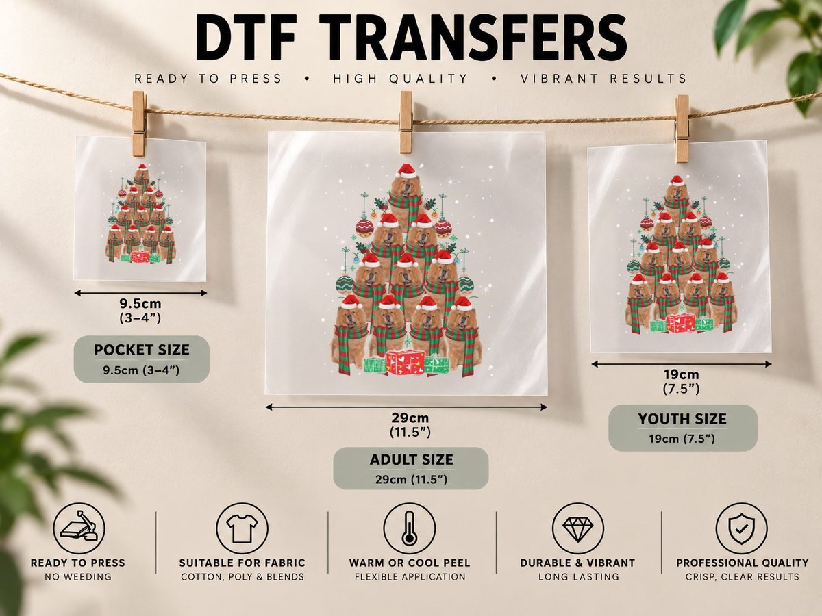 Chow Christmas Tree, Festive Holiday Design, Pet Lover DTF Transfer Iron On