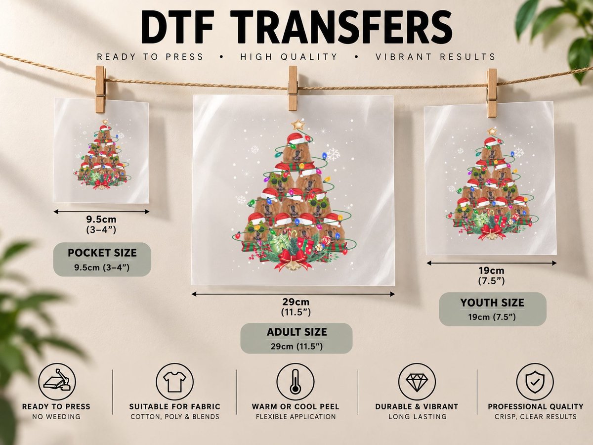 Chow Christmas Tree, Festive Holiday Print, Pet Lover DTF Transfer Iron On