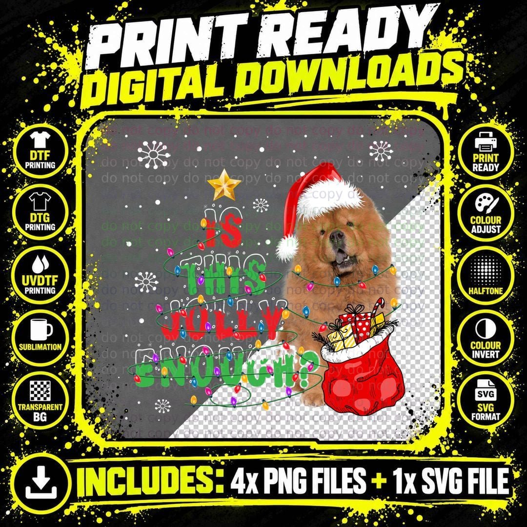 Chow Christmas Tree T-Shirt, Festive Holiday Style Png SVG Digital Bundle