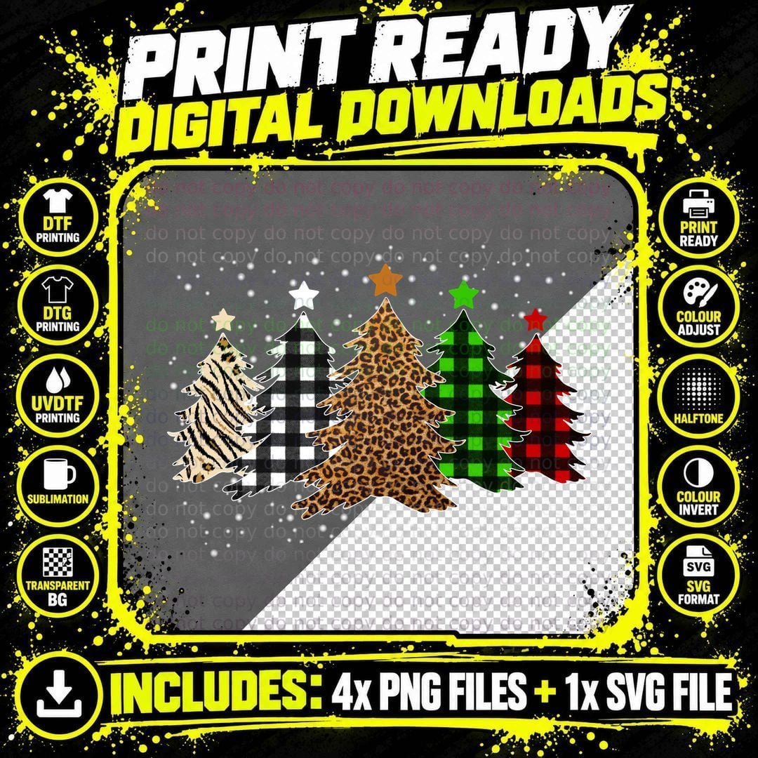 Christmas Animal Print T-Shirt, Festive Holiday Style Png SVG Digital Bundle