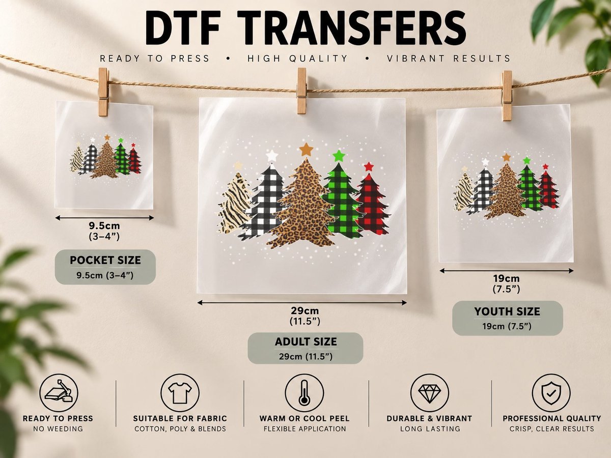 Christmas Animal Print, Festive Holiday Style, Pet Lover DTF Transfer Iron On