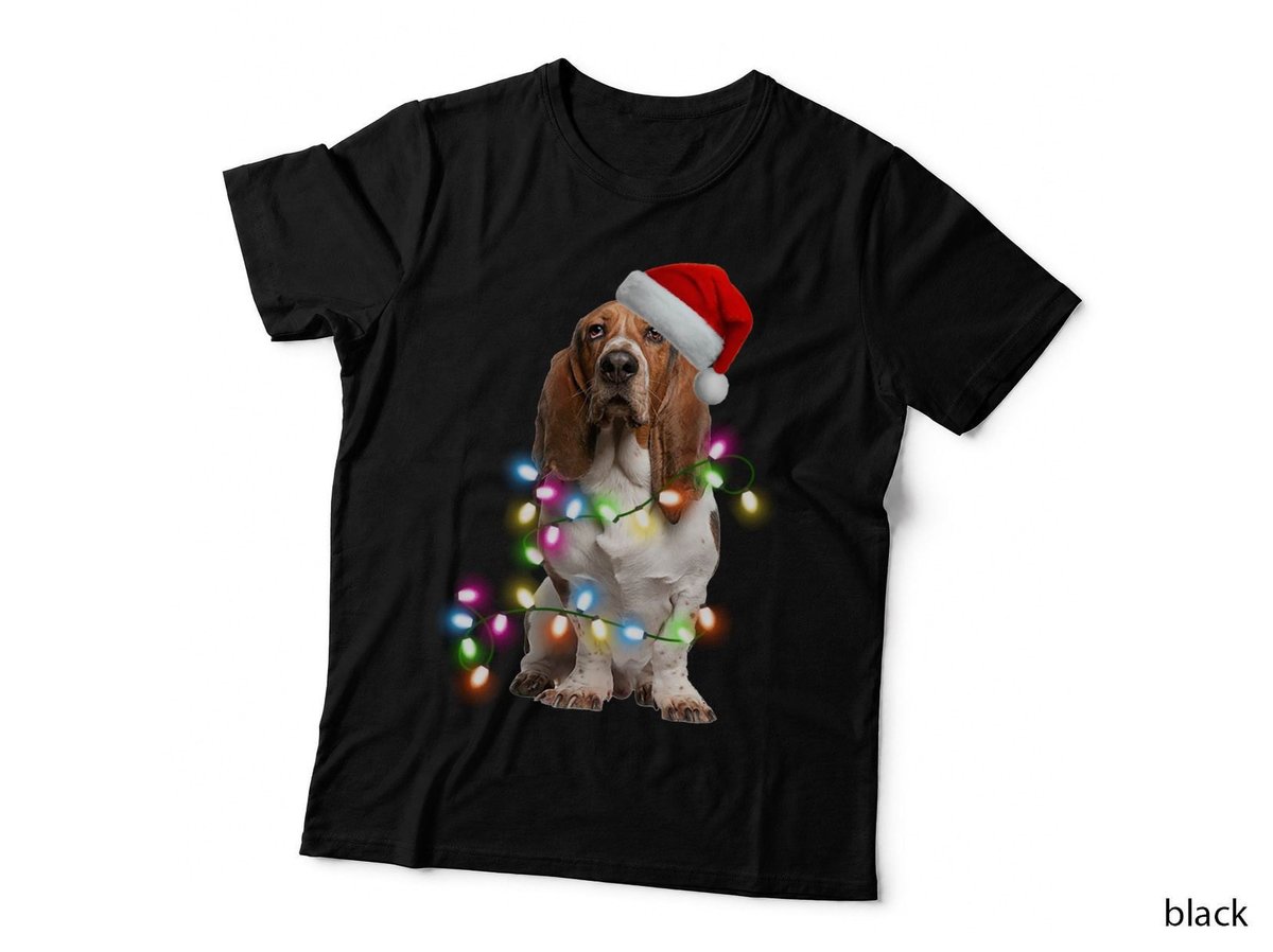 Christmas Basset Hound T-Shirt, Festive Pet Design, Holiday Dog Lover Gift