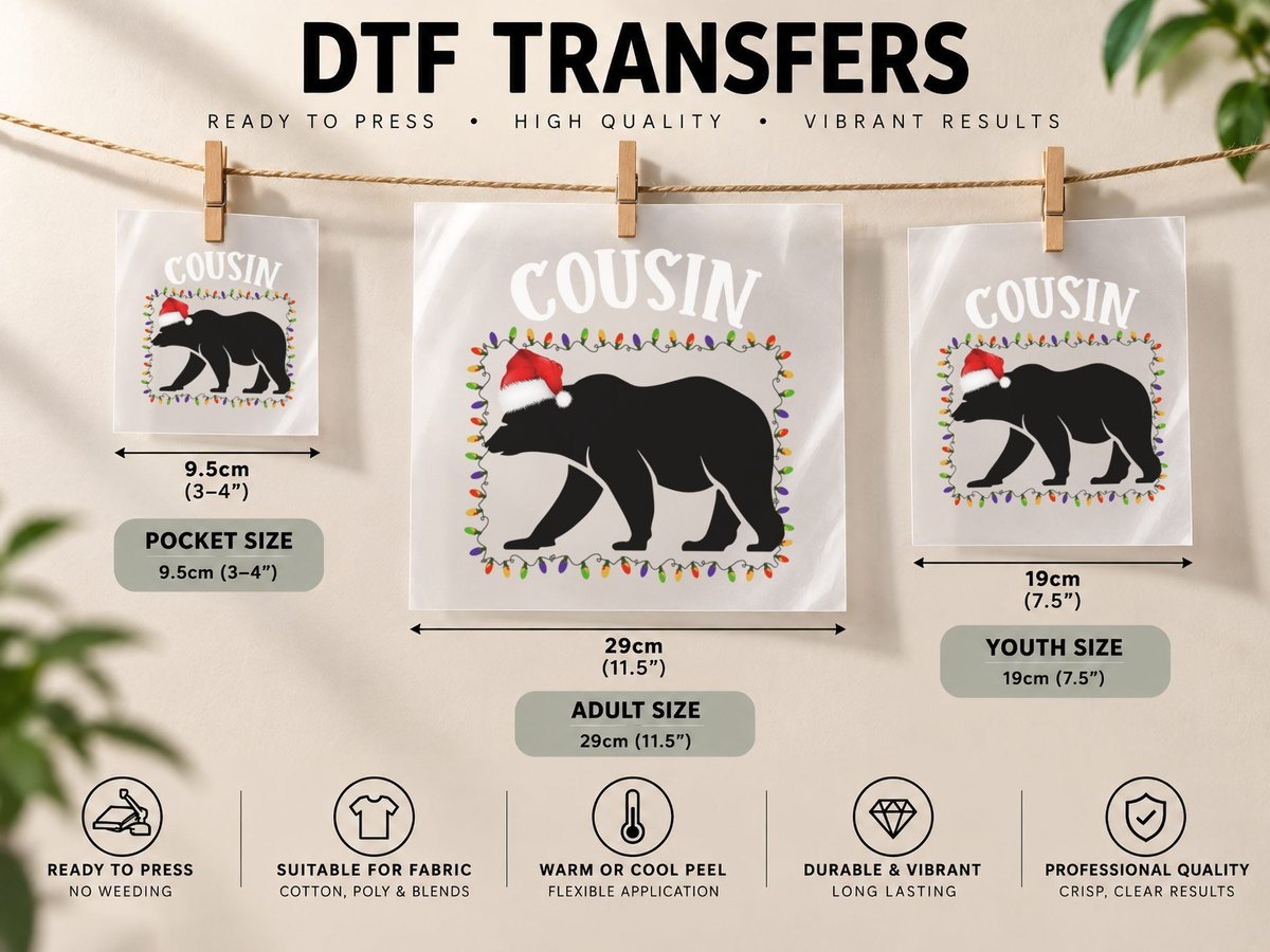 Christmas Bear Santa Hat, Festive Holiday Print, Pet Lover DTF Transfer Iron On