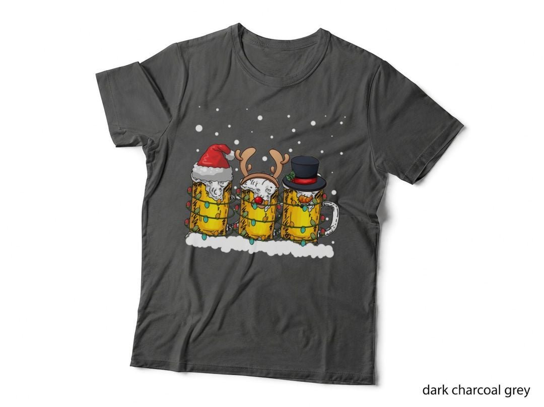 Christmas Beer Mug T-Shirt, Festive Holiday Theme, Holiday Party Wear