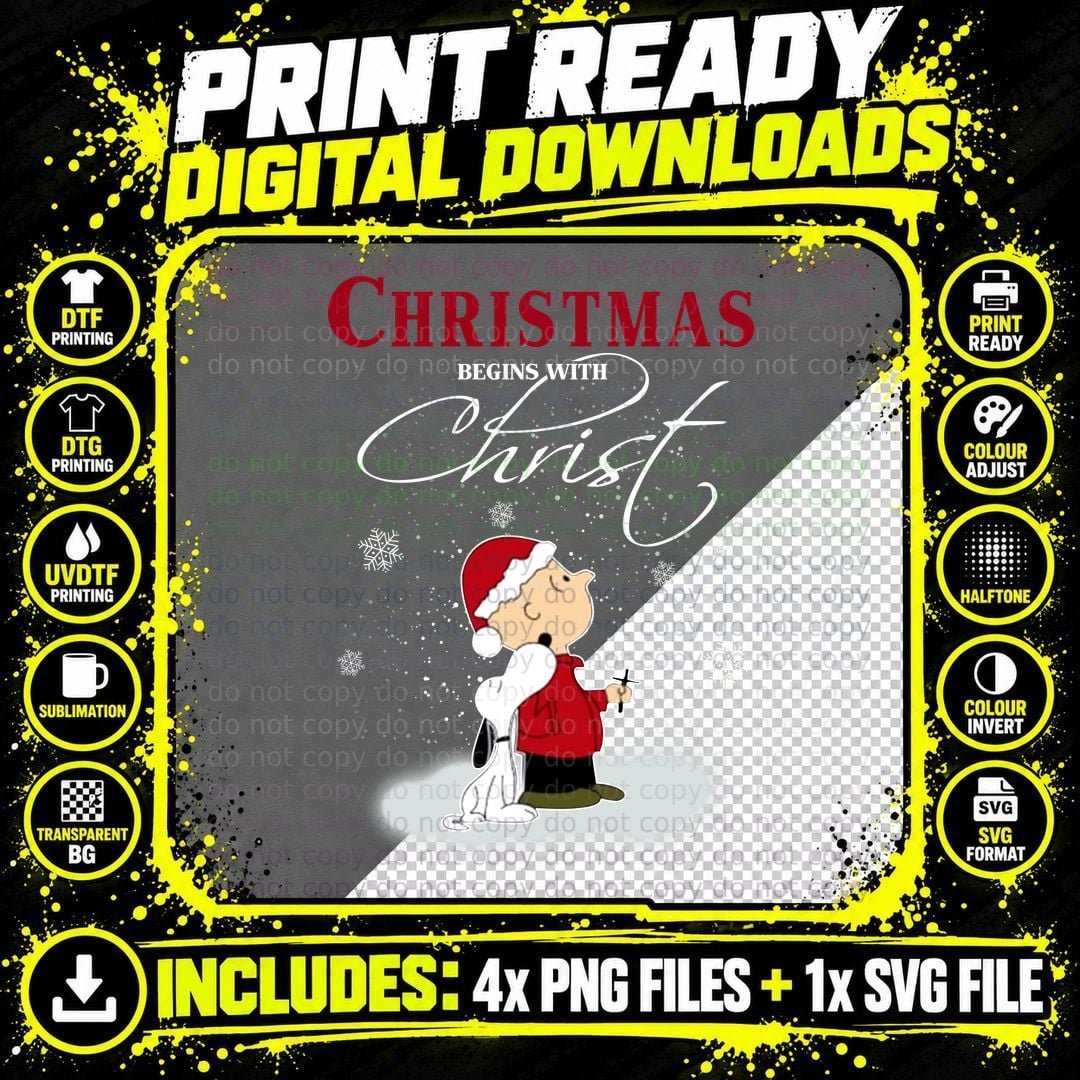 Christmas Begins with Christ, Religious Faith Png SVG Digital Bundle