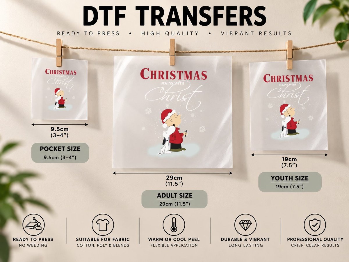 Christmas Begins with Christ, Religious Faith DTF Transfer Iron On