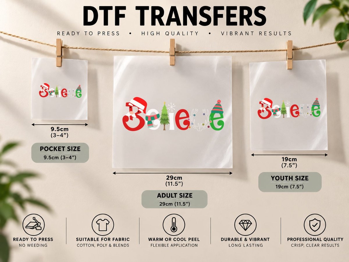 Christmas Believe Santa, Festive Holiday Design, Christmas DTF Transfer Iron On