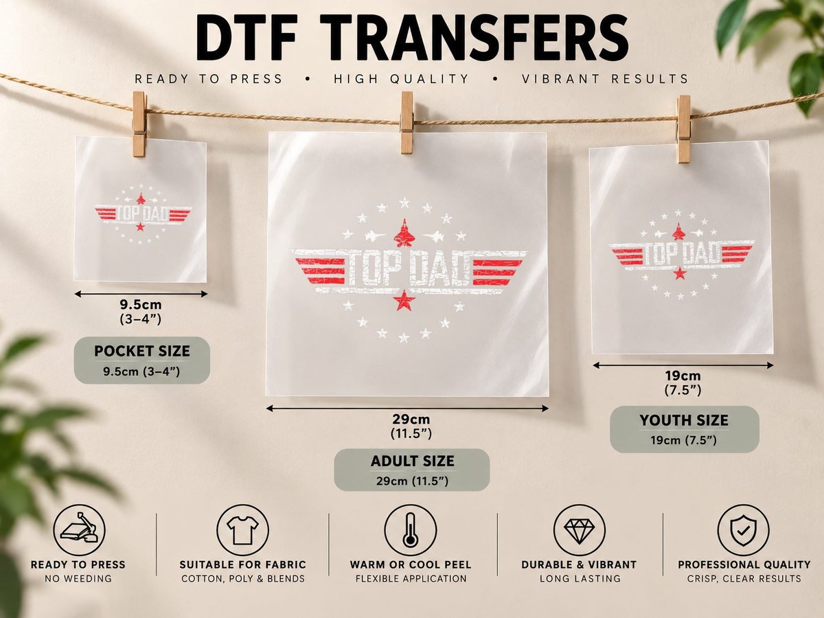 Christmas Birthday for Top Dad Birthday Gun Jet Fathers Day DTF Transfer Iron On
