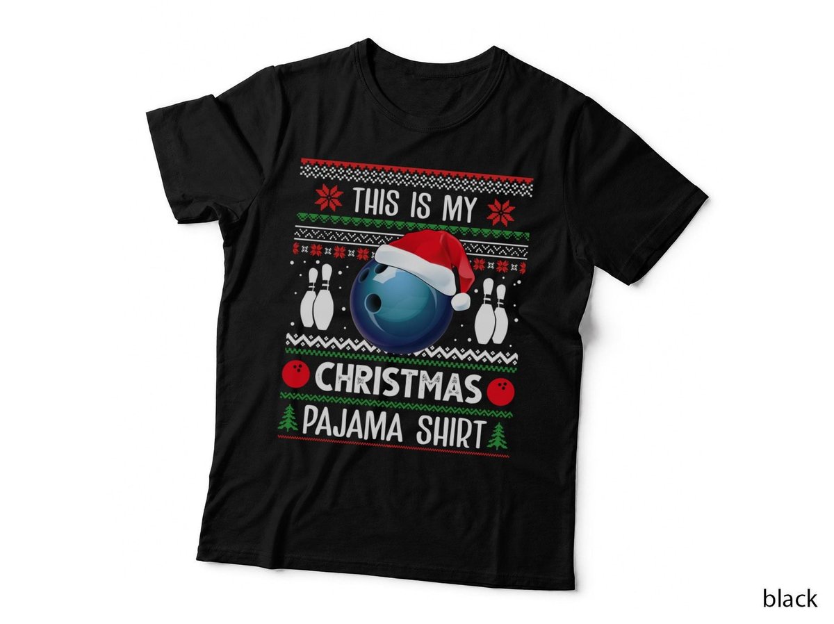 Christmas Bowling Ball T-Shirt, Festive Holiday Style, Holiday Party Wear