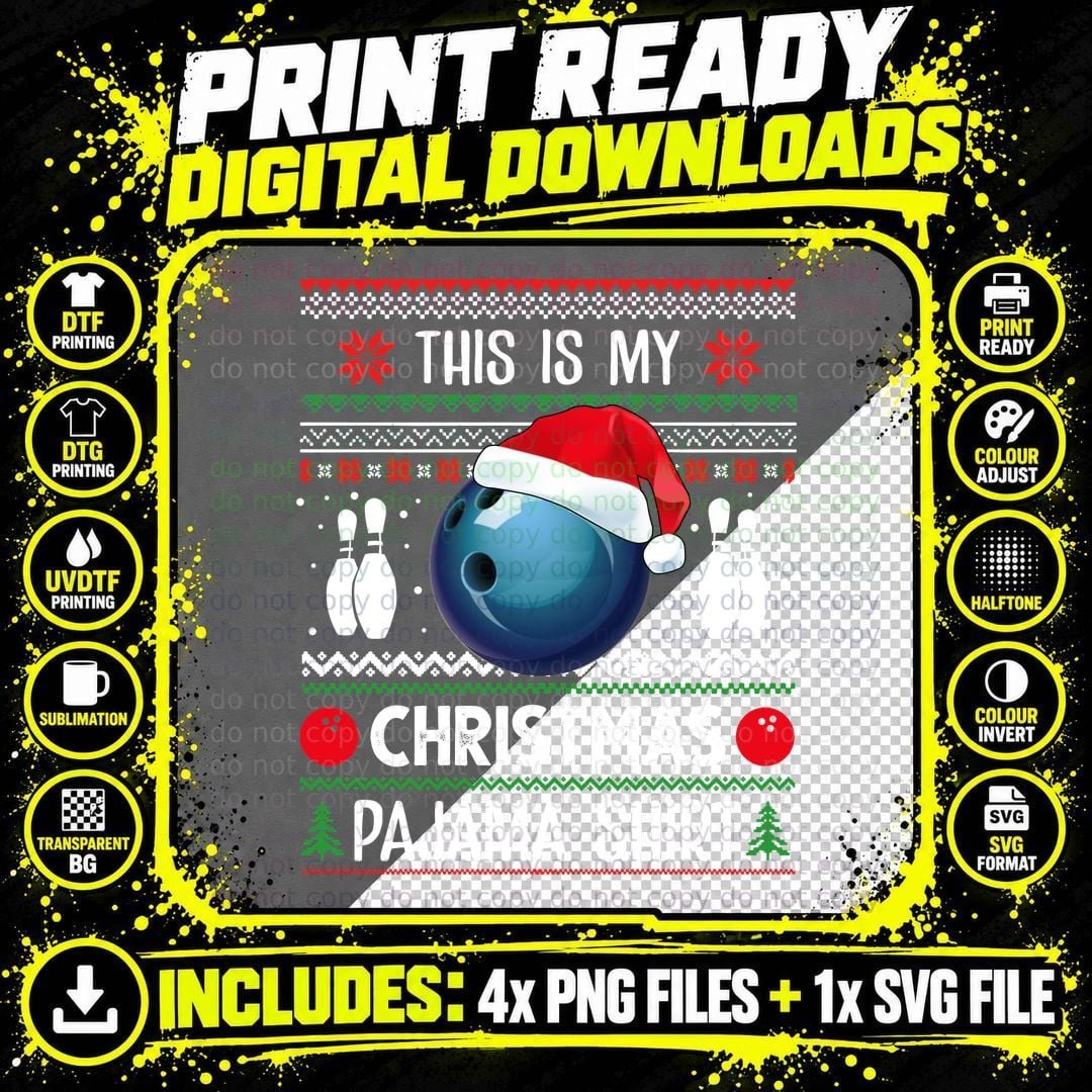 Christmas Bowling Ball T-Shirt, Festive Holiday Style Png SVG Digital Bundle