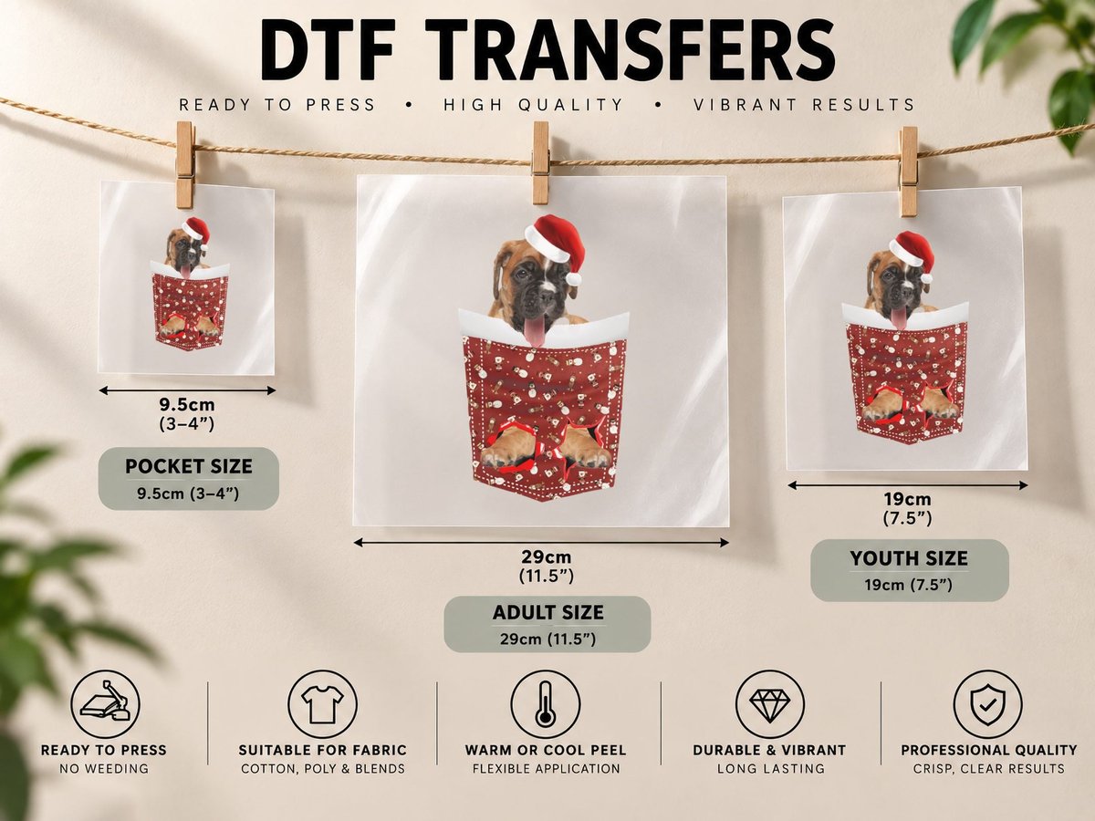 Christmas Boxer Dog, Festive Holiday Print, Pet Lover DTF Transfer Iron On
