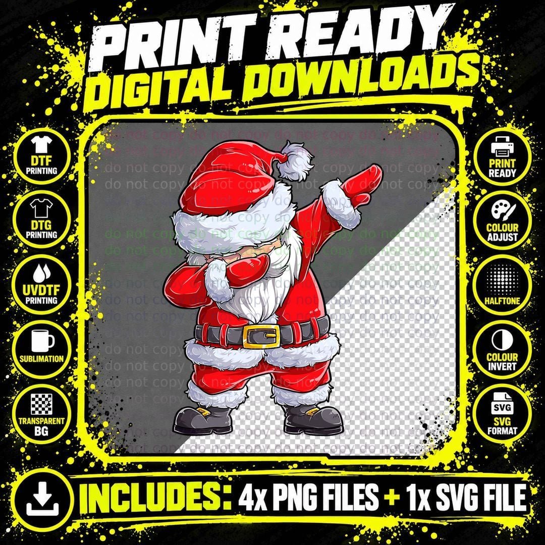 Christmas Boys Dabbing Santa Claus Girls Funny Xmas Dab Png SVG Digital Bundle