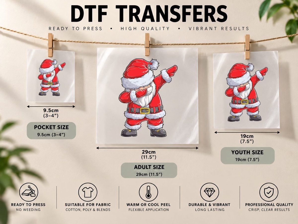 Christmas Boys Dabbing Santa Claus Girls Funny Xmas Dab DTF Transfer Iron On