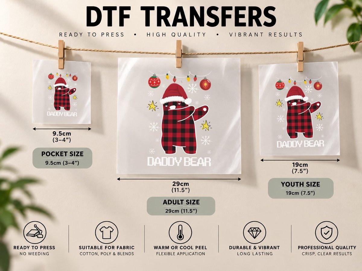 Christmas Buffalo Plaid Santa, Festive Holiday Style DTF Transfer Iron On
