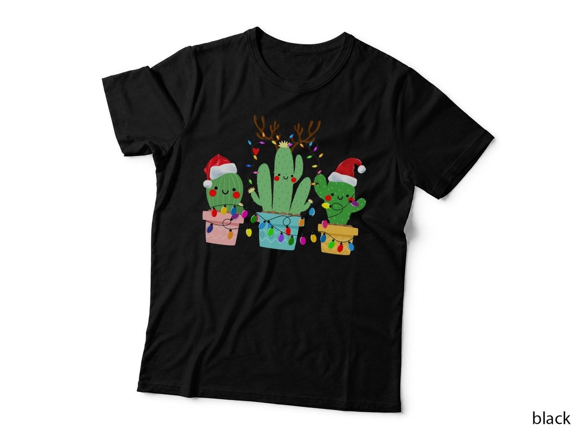 Christmas Cactus T-Shirt, Festive Holiday Design, Christmas Vibes