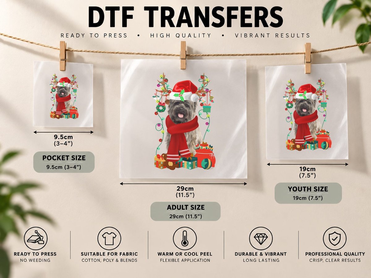 Christmas Cairn Terrier, Festive Pet Lover DTF Transfer Iron On