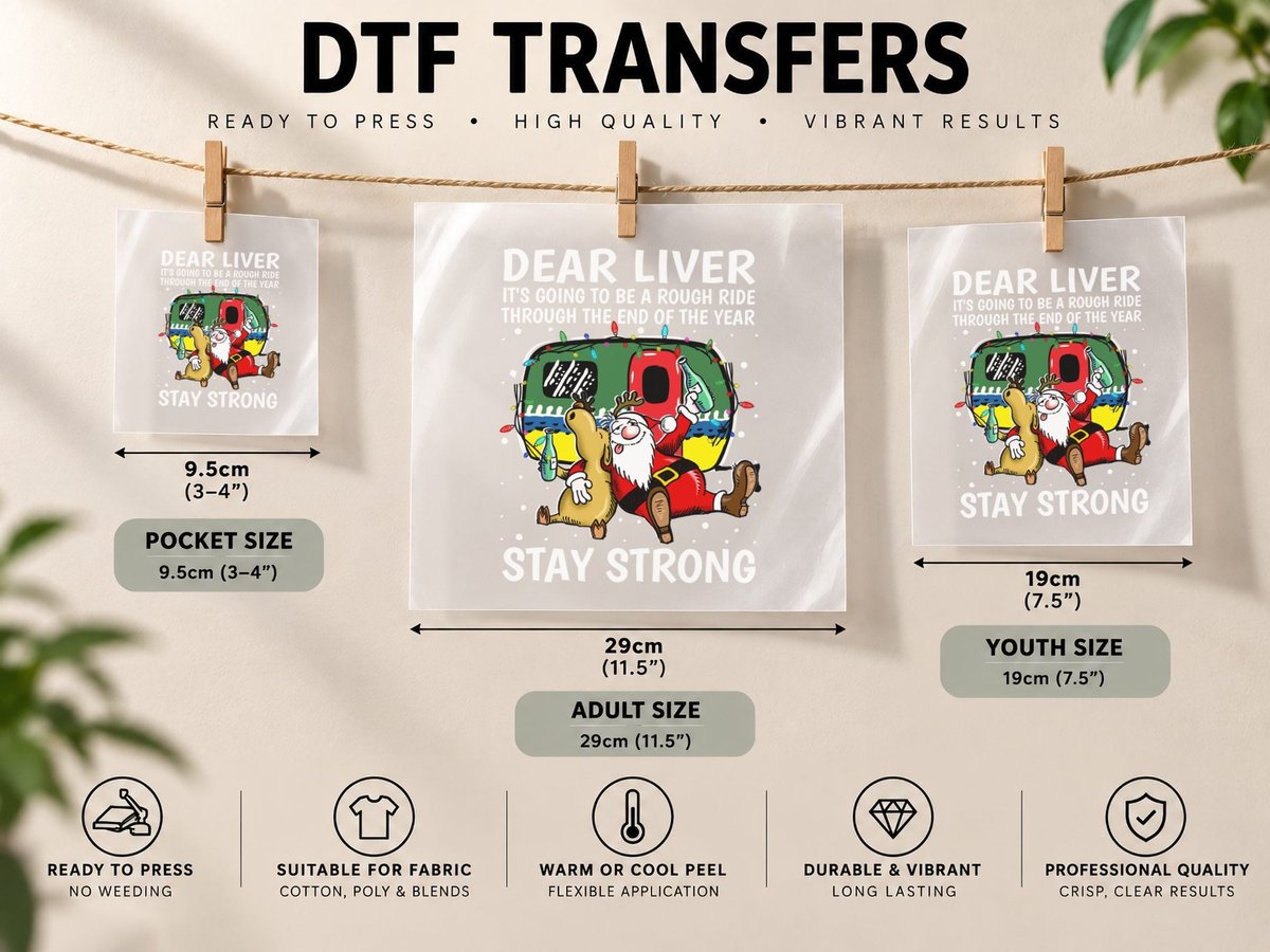 Christmas Camping Santa, Festive Holiday Print DTF Transfer Iron On
