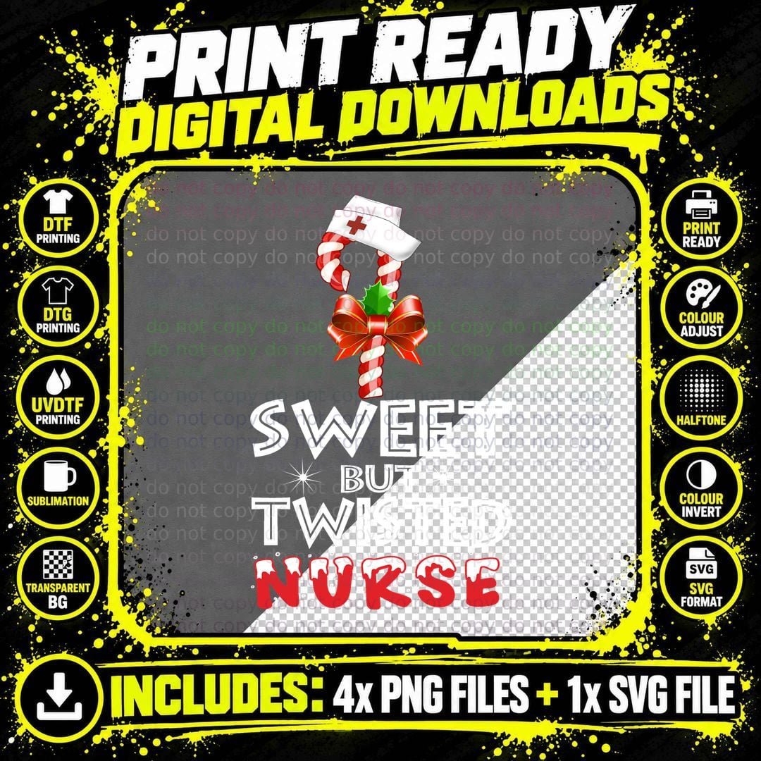 Christmas Candy Cane Nurse T-Shirt, Festive Holiday Print Png SVG Digital Bundle