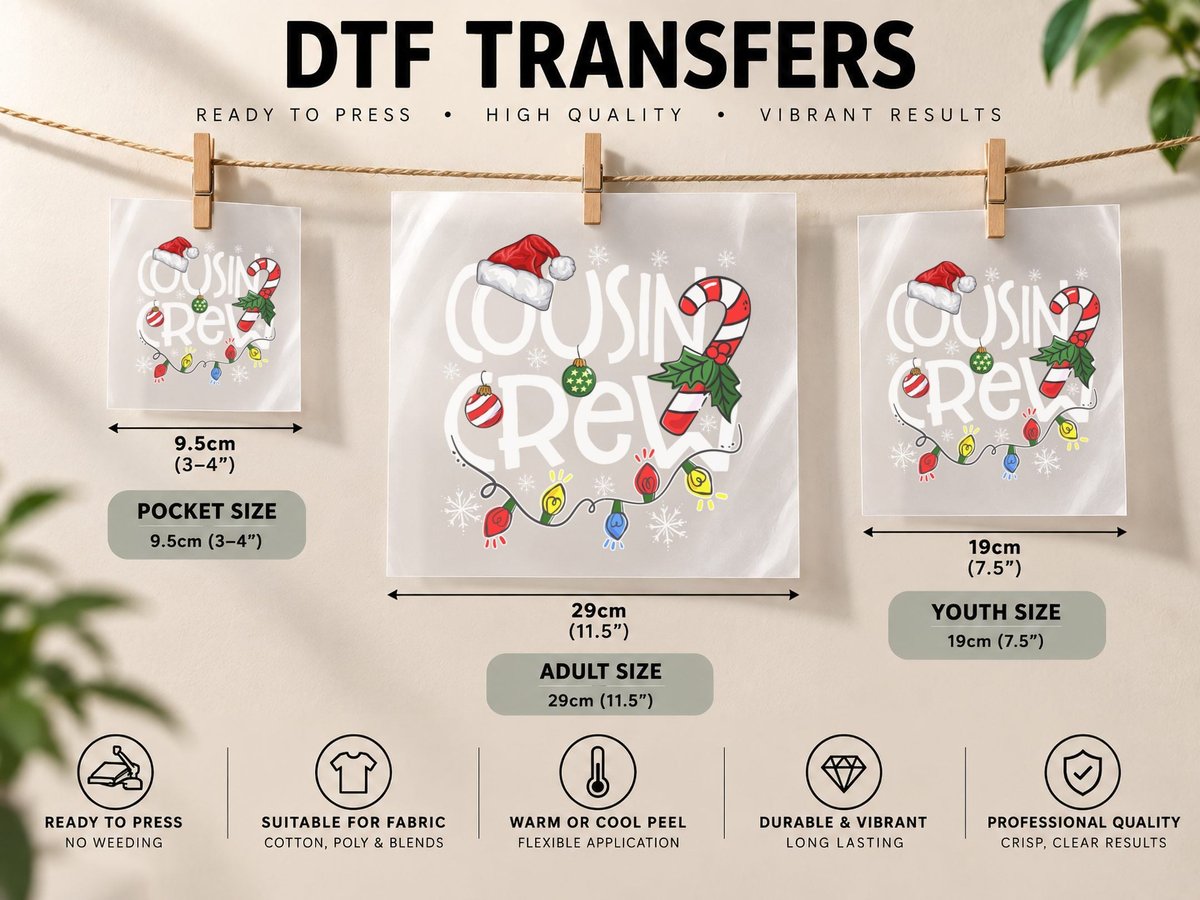 Christmas Candy Cane, Festive Holiday Print DTF Transfer Iron On
