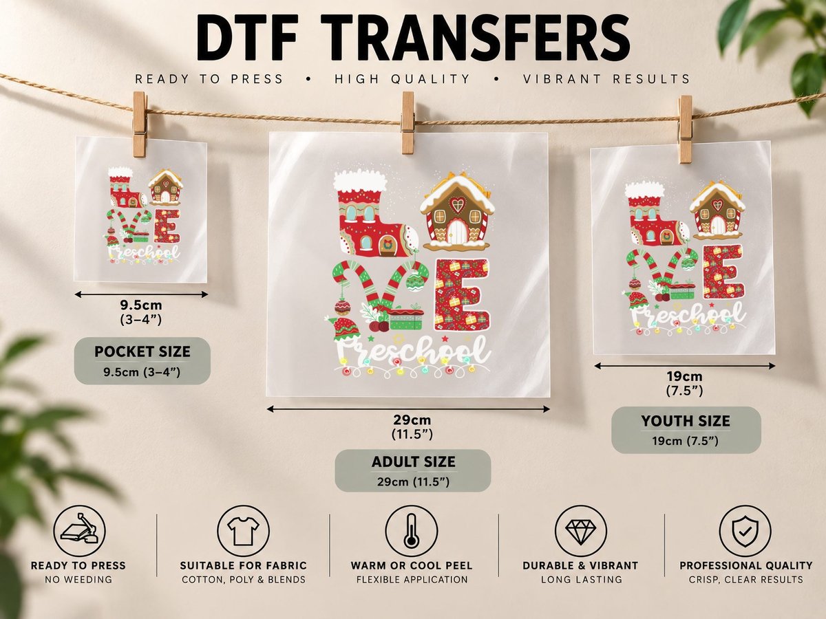 Christmas Candy Cane, Festive Holiday Style DTF Transfer Iron On