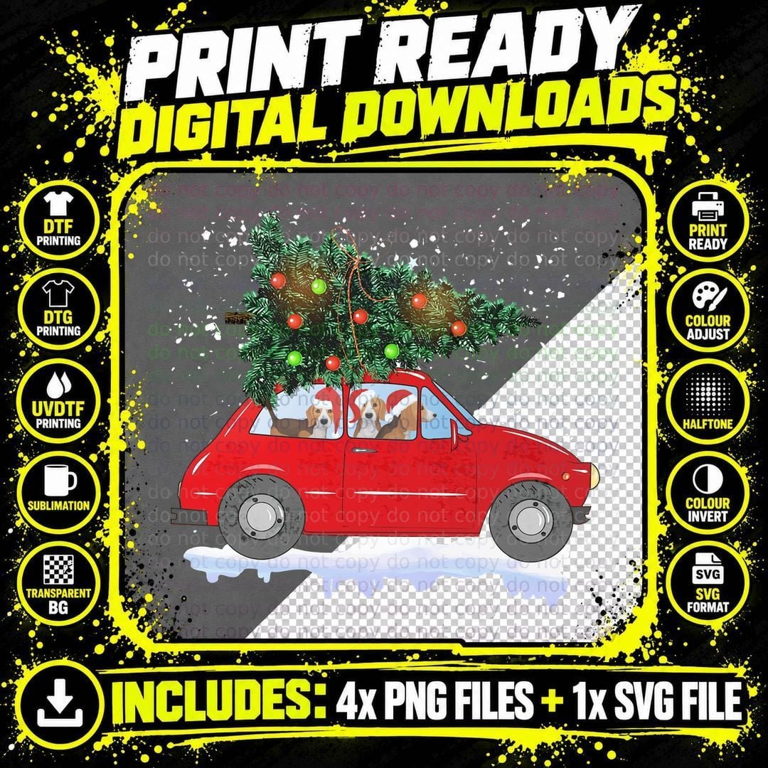 Christmas Car with Tree T-Shirt, Festive Holiday Design Png SVG Digital Bundle