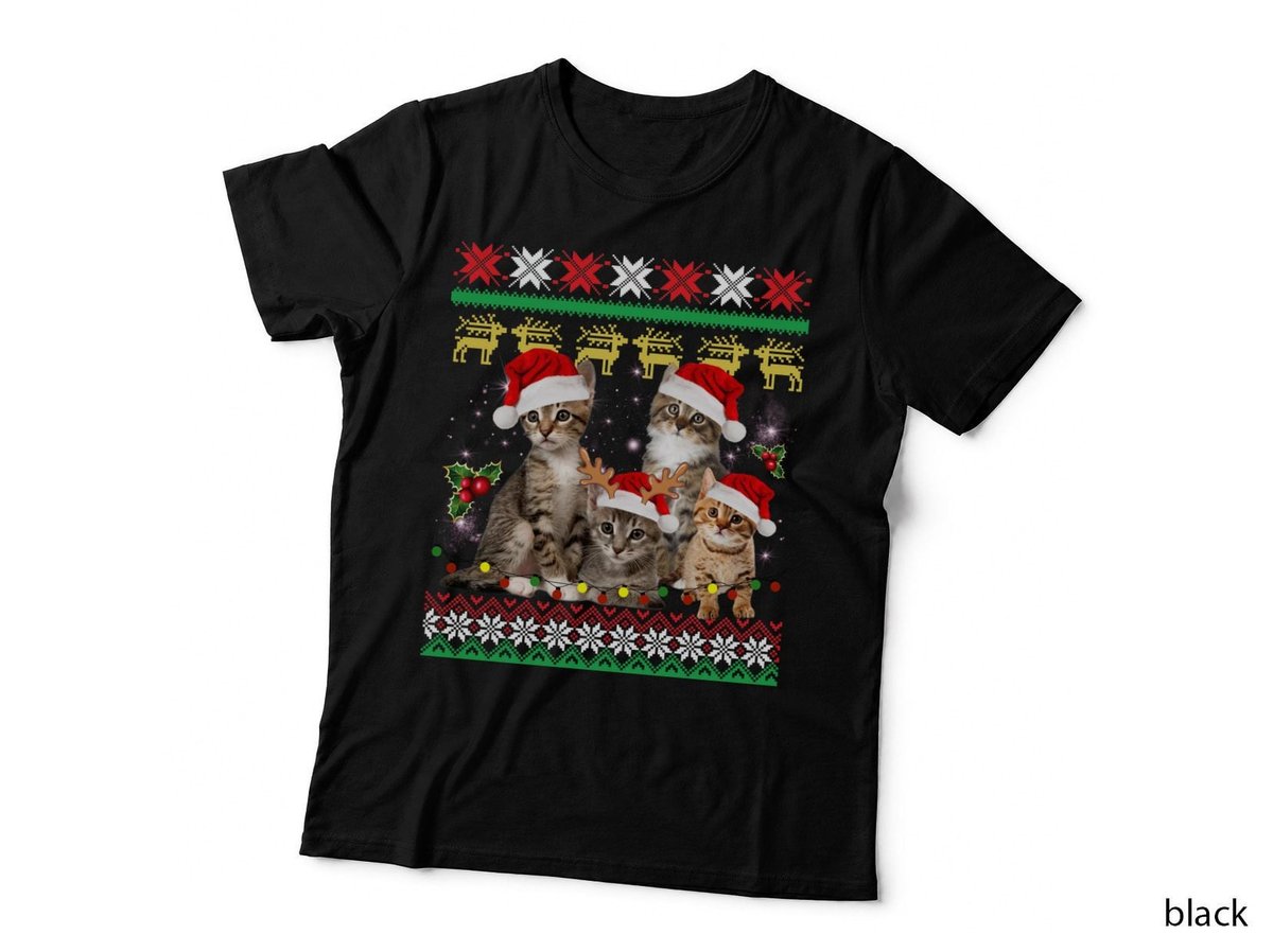 Christmas Cat Santa Hat T-Shirt, Festive Holiday Print, Pet Lover Apparel