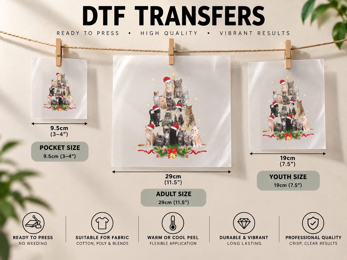 Christmas Cat Santa Hat, Festive Pet Lover DTF Transfer Iron On