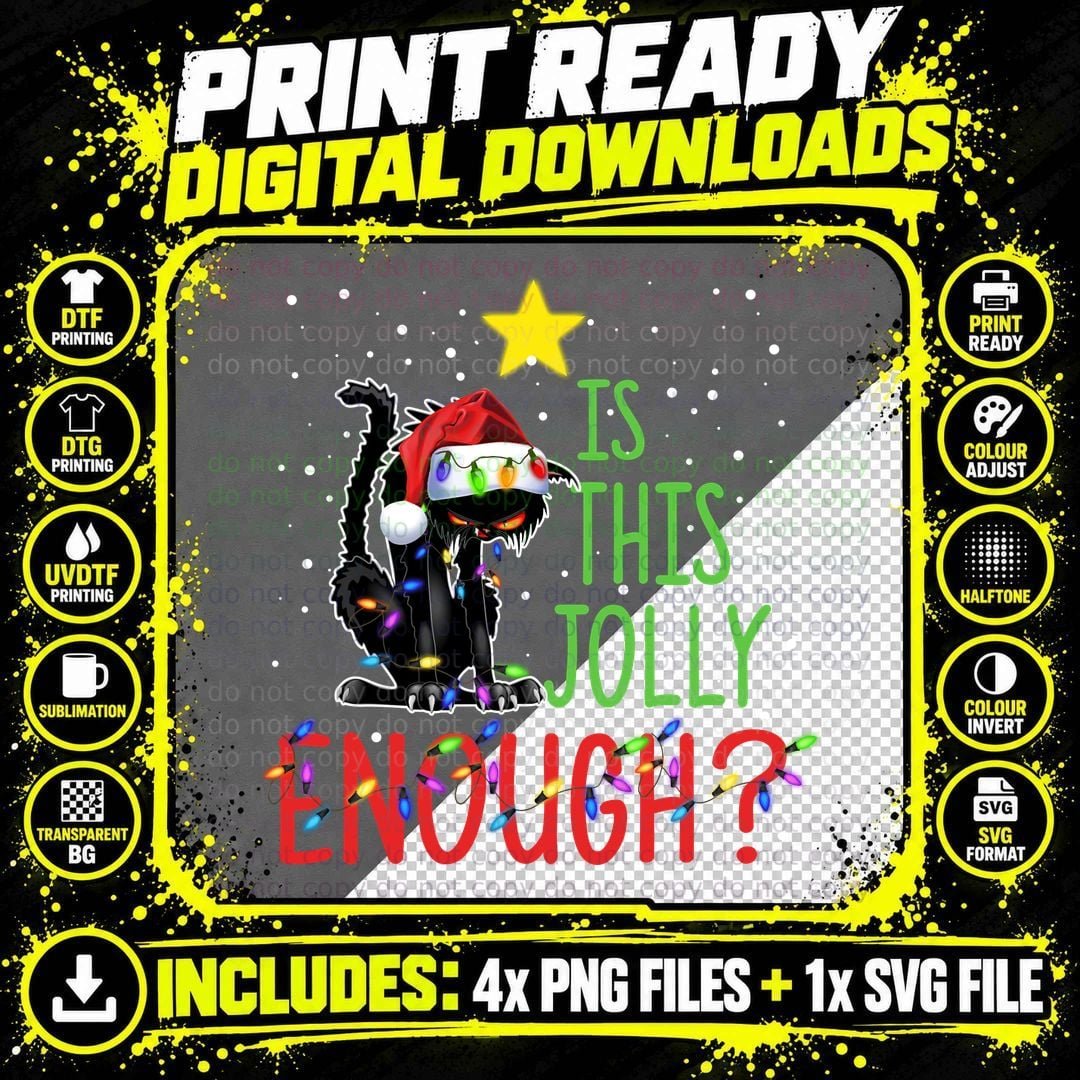 Christmas Cat T-Shirt, Festive Holiday Design Png SVG Digital Bundle
