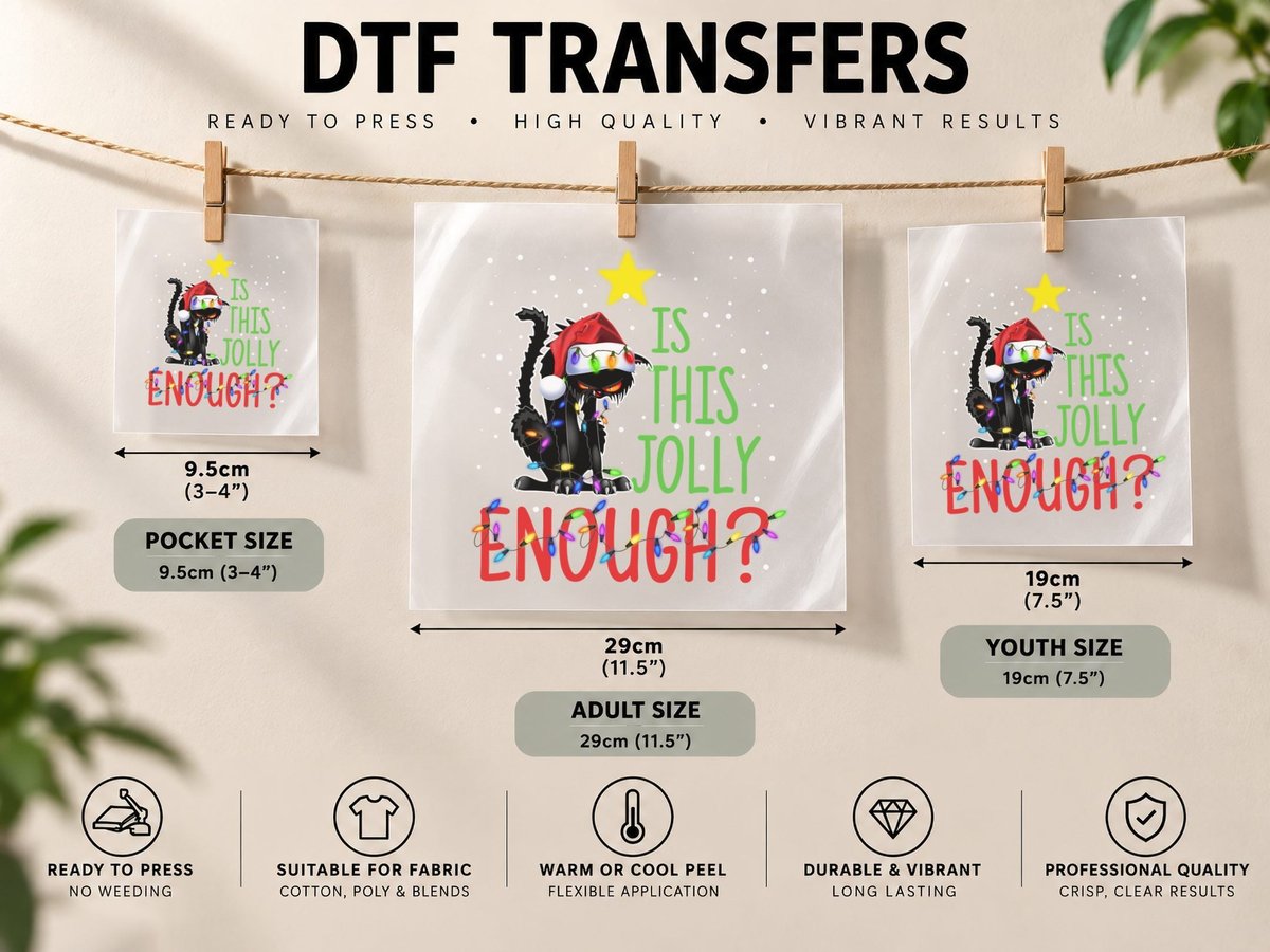 Christmas Cat, Festive Holiday Design, Pet Lover DTF Transfer Iron On