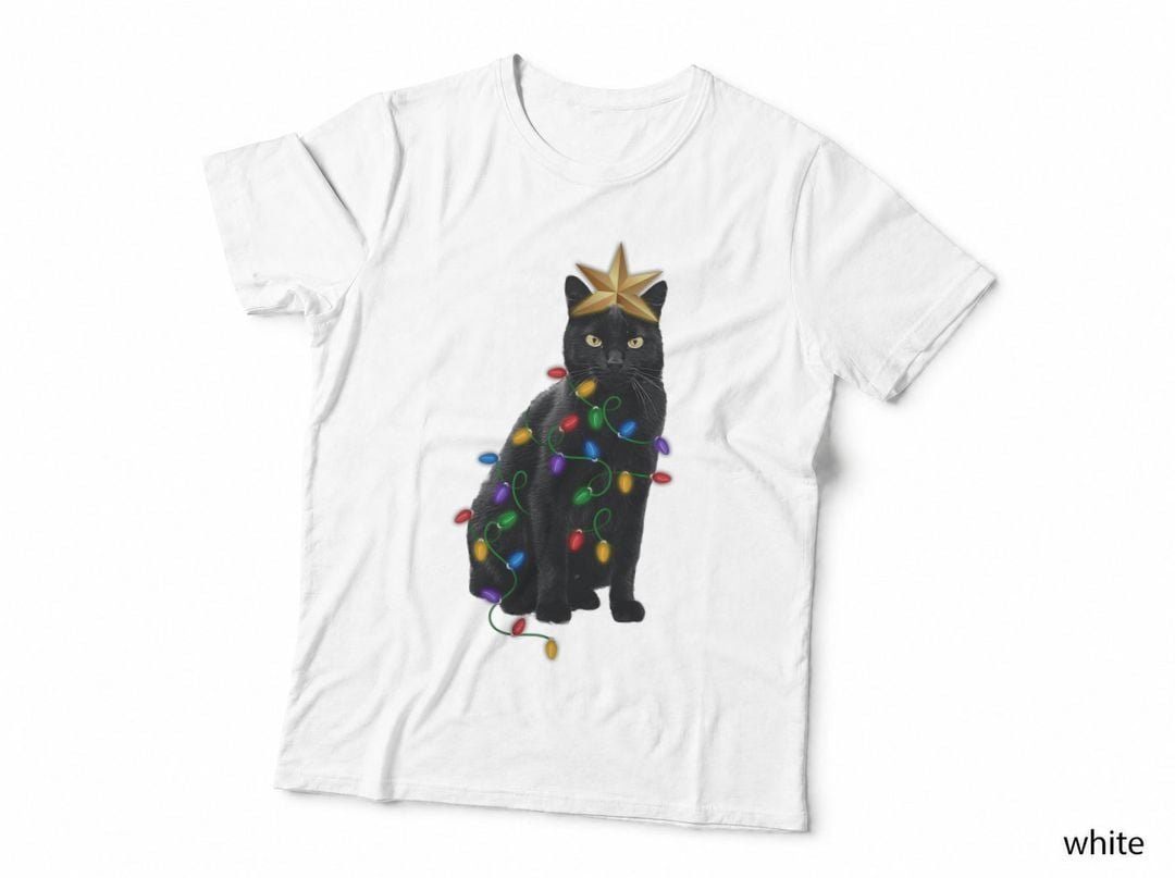 Christmas Cat Tshirt, Funny Cat Tee, Xmas Cat Tee, Cat Lover T-Shirt