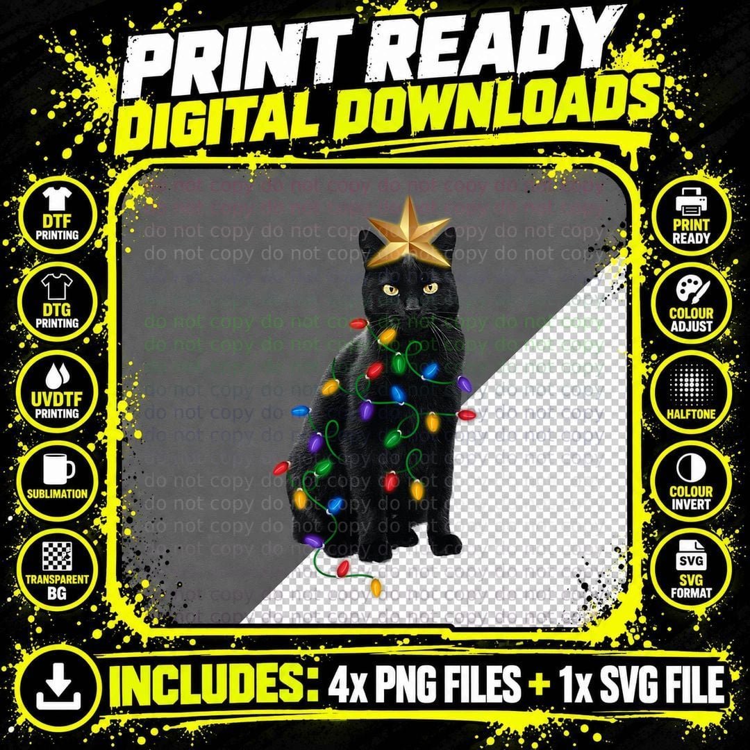 Christmas Cat Tshirt, Funny Cat Tee, Xmas Cat Tee Png SVG Digital Bundle